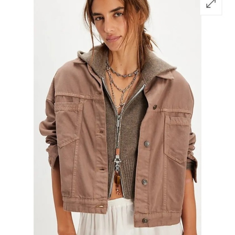 NWT We The Free Opal Swing Denim Jacket Dusted Cocoa Medium Cottagecore Luxury